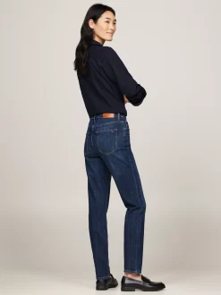 Jeansy*Tommy Hilfiger Wąskie Jeansy Typu Cygaretki Z Wysokim Stanem DARK BLUE