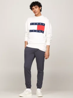 Spodnie*Tommy Hilfiger Wąskie Joggery Ze Szczotkowanej Bawełny NEW CHARCOAL