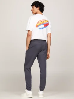 Spodnie*Tommy Hilfiger Wąskie Joggery Ze Szczotkowanej Bawełny NEW CHARCOAL