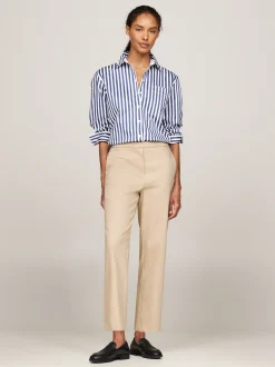 Spodnie*Tommy Hilfiger Wąskie Spodnie Z Prostymi Nogawkami Do Kostki BEIGE