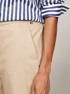 Spodnie*Tommy Hilfiger Wąskie Spodnie Z Prostymi Nogawkami Do Kostki BEIGE