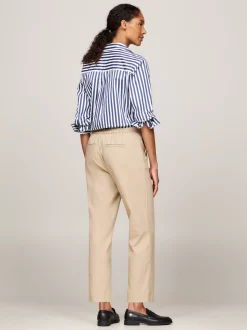 Spodnie*Tommy Hilfiger Wąskie Spodnie Z Prostymi Nogawkami Do Kostki BEIGE