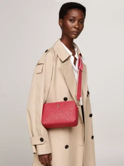 Torebki Na Pasku*Tommy Hilfiger Wytłaczana Torebka Z Monogramem TH HERITAGE PINK