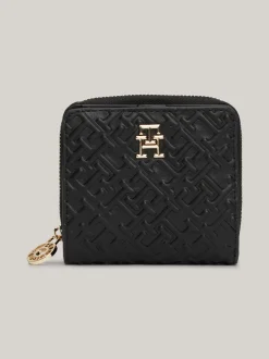 Portfele & Breloczki Do Kluczy*Tommy Hilfiger Wytłaczany Portfel Z Zapięciem Na Zamek BLACK