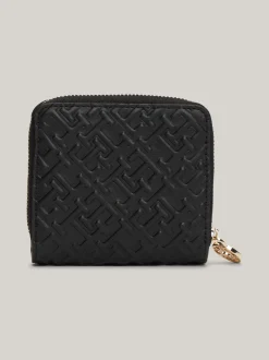 Portfele & Breloczki Do Kluczy*Tommy Hilfiger Wytłaczany Portfel Z Zapięciem Na Zamek BLACK