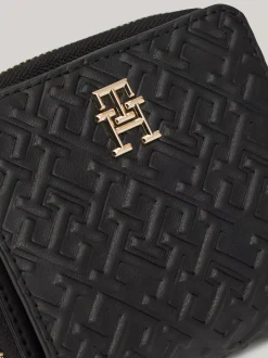Portfele & Breloczki Do Kluczy*Tommy Hilfiger Wytłaczany Portfel Z Zapięciem Na Zamek BLACK