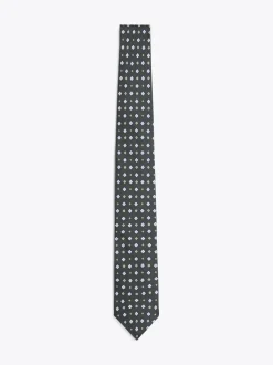 Krawaty & Poszetki*Tommy Hilfiger Wzorzysty Krawat Heritage Z Jedwabiu ORNAMENTAL GREEN PRT