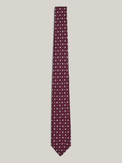 Krawaty & Poszetki*Tommy Hilfiger Wzorzysty Krawat Heritage Z Jedwabiu PRIMARY RED PRT
