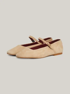 Baleriny|Płaskie Buty*Tommy Hilfiger Zamszowe Baleriny Mary Jane BEIGE