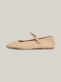 Baleriny|Płaskie Buty*Tommy Hilfiger Zamszowe Baleriny Mary Jane BEIGE