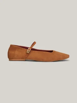 Baleriny|Płaskie Buty*Tommy Hilfiger Zamszowe Baleriny Mary Jane DRIFTWOOD BROWN