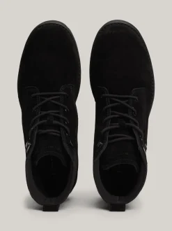 Buty Sznurowane|Buty*Tommy Hilfiger Zamszowe Botki Nad Kostkę Z Logo BLACK