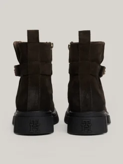 Botki*Tommy Hilfiger Zamszowe Botki TH Monogram DARK COFFEE