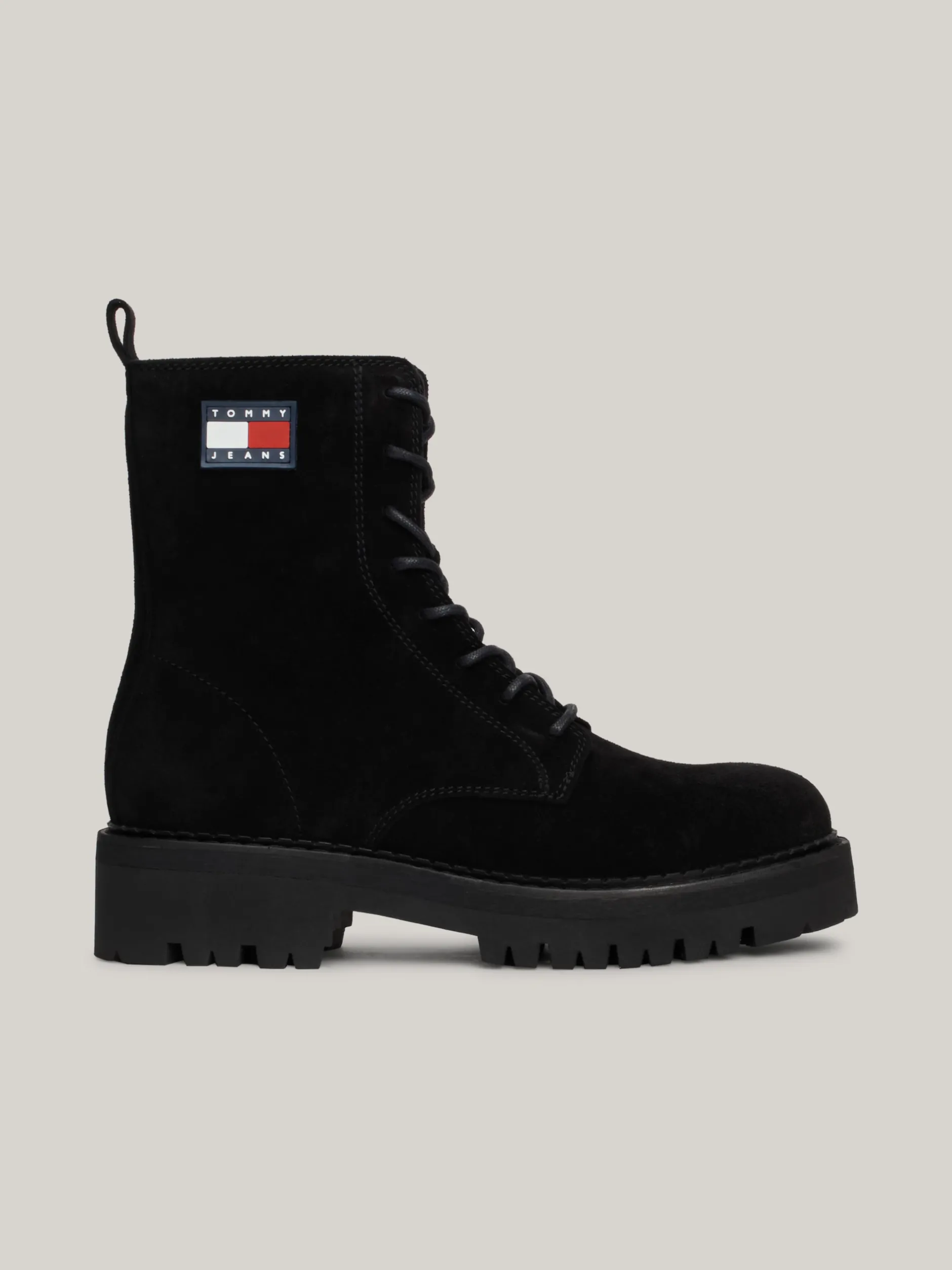 Sznurowane Botki|Botki*Tommy Hilfiger Zamszowe Botki Z Protektorem BLACK