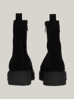 Sznurowane Botki|Botki*Tommy Hilfiger Zamszowe Botki Z Protektorem BLACK