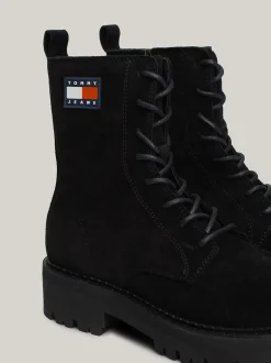 Sznurowane Botki|Botki*Tommy Hilfiger Zamszowe Botki Z Protektorem BLACK