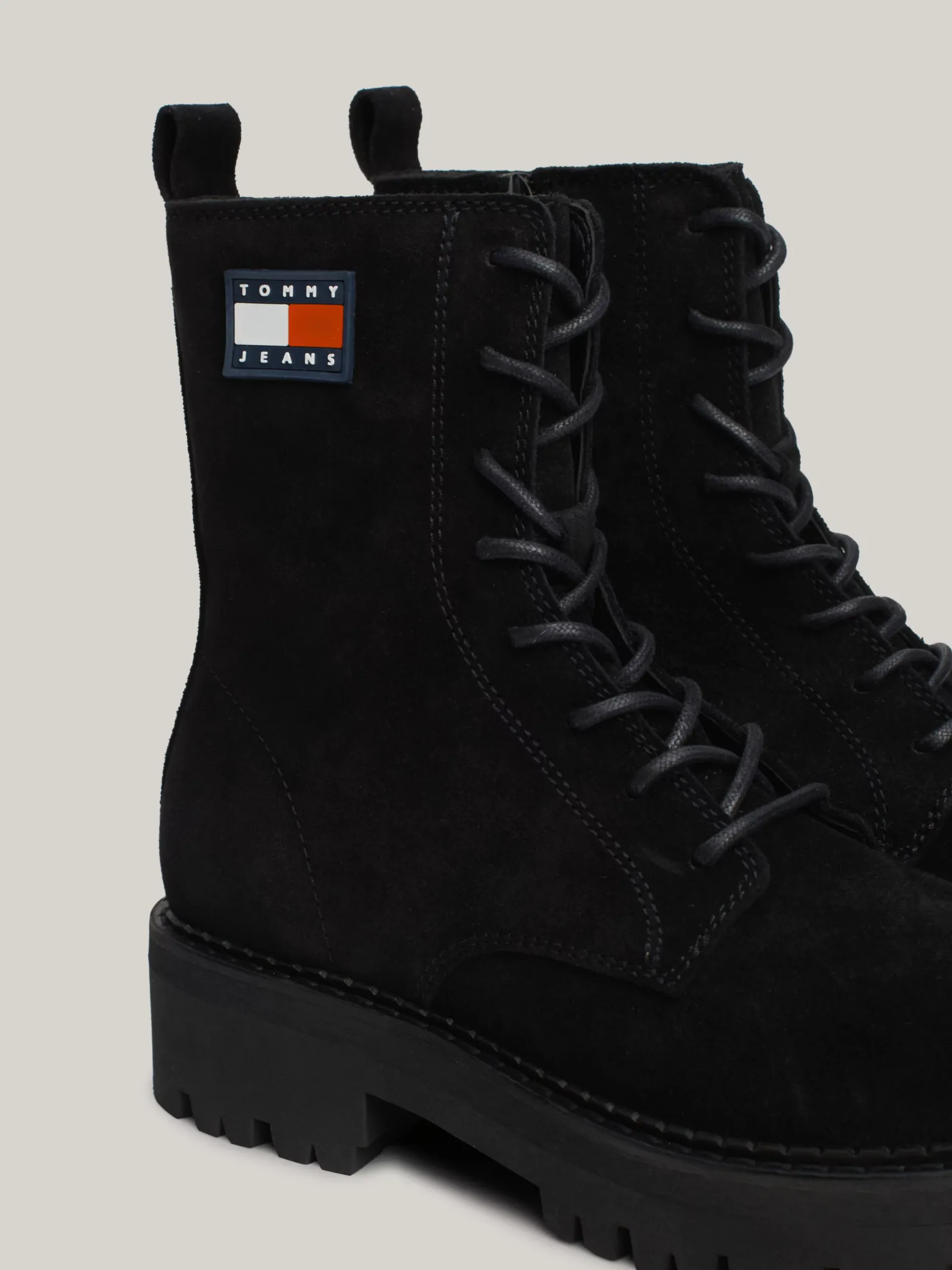Sznurowane Botki|Botki*Tommy Hilfiger Zamszowe Botki Z Protektorem BLACK