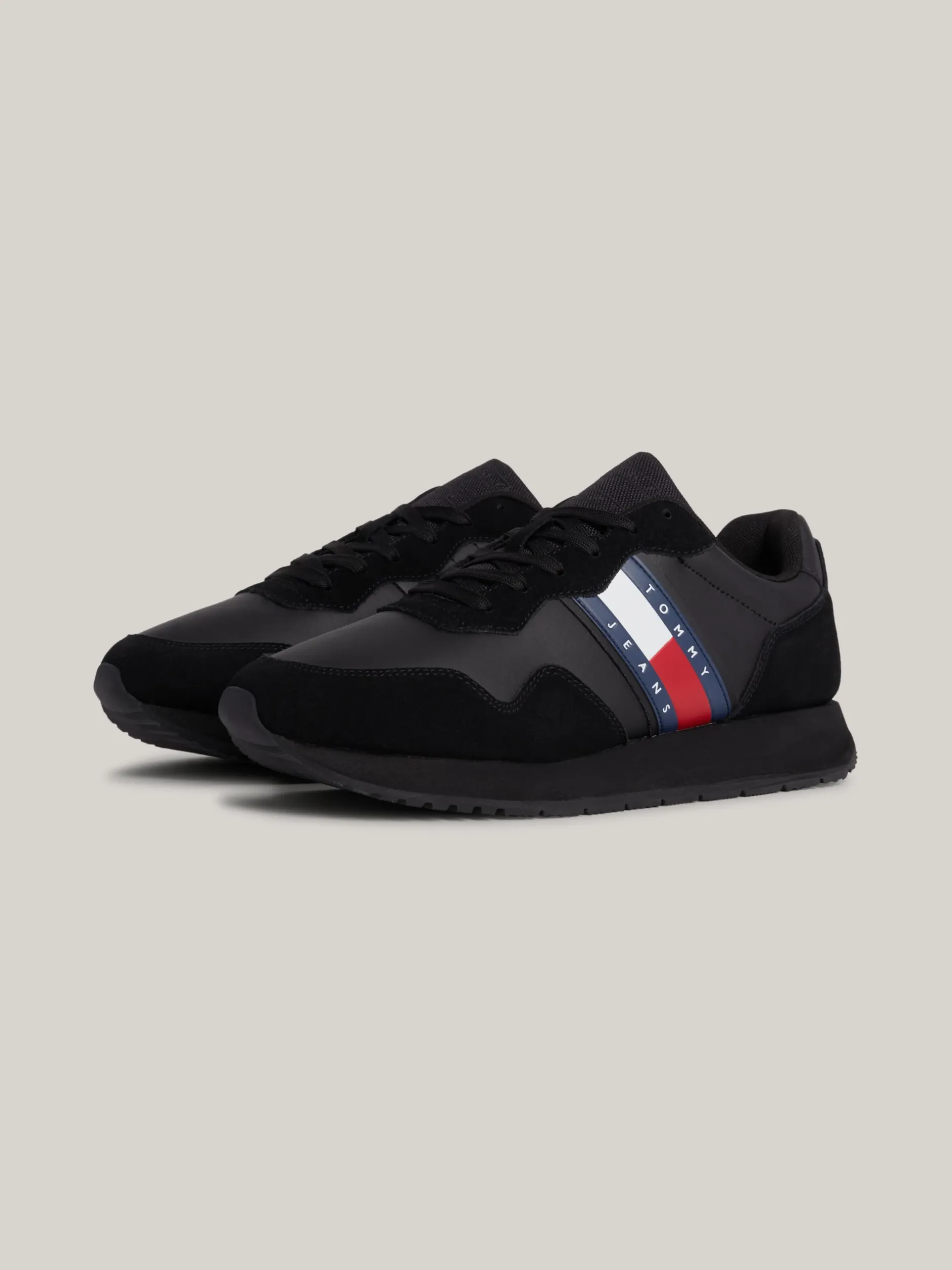 Sneakersy*Tommy Hilfiger Zamszowe Buty Sportowe Do Biegania Z Logo BLACK