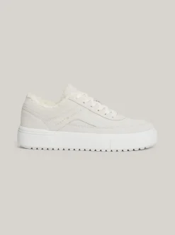 Sneakersy*Tommy Hilfiger Zamszowe Buty Sportowe Z Ciepłą Wyściółką ANCIENT WHITE