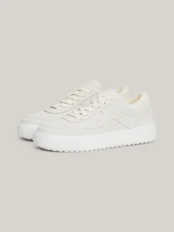 Sneakersy*Tommy Hilfiger Zamszowe Buty Sportowe Z Ciepłą Wyściółką ANCIENT WHITE
