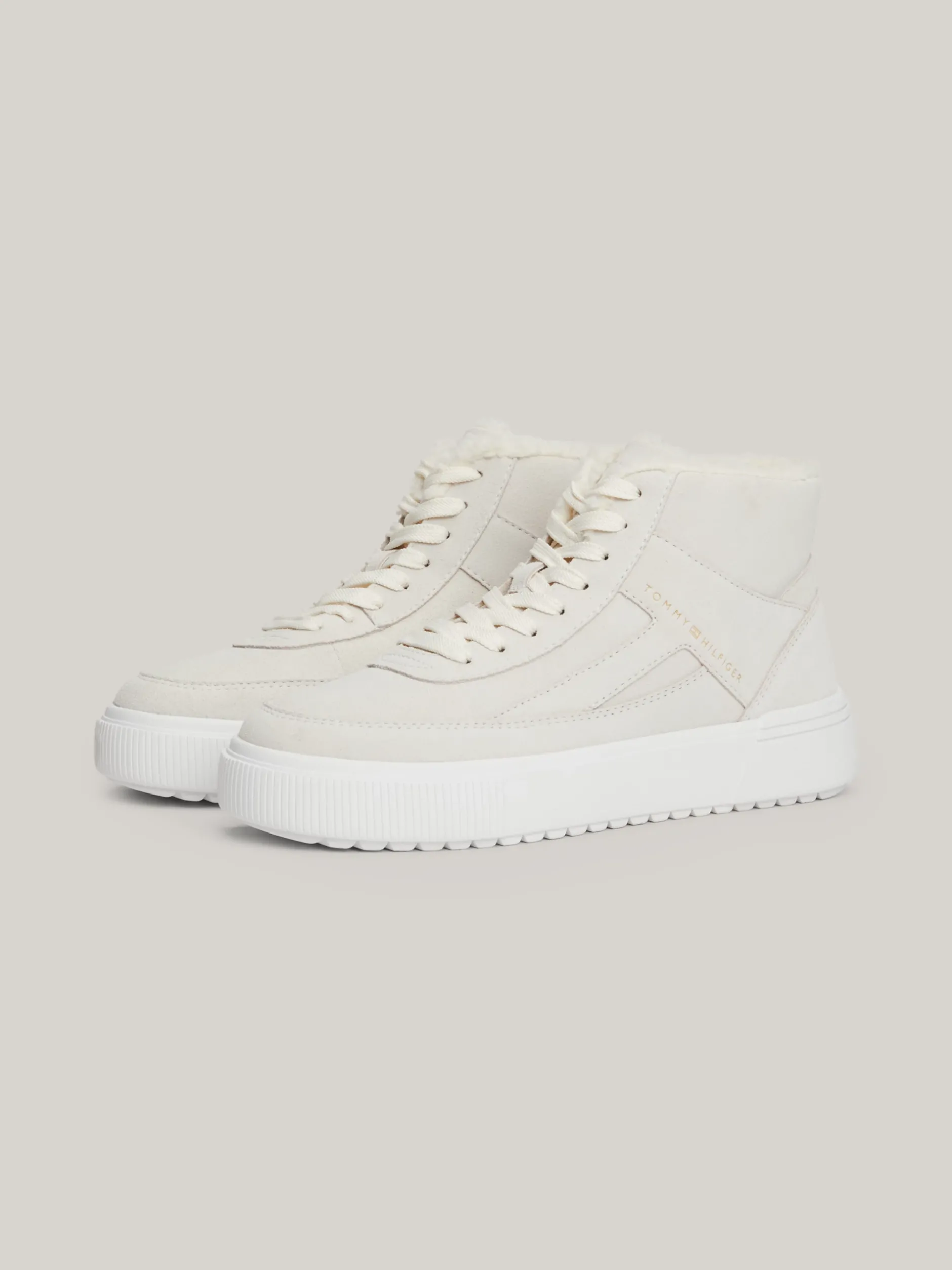 Sneakersy*Tommy Hilfiger Zamszowe Buty Sportowe Za Kostkę ANCIENT WHITE