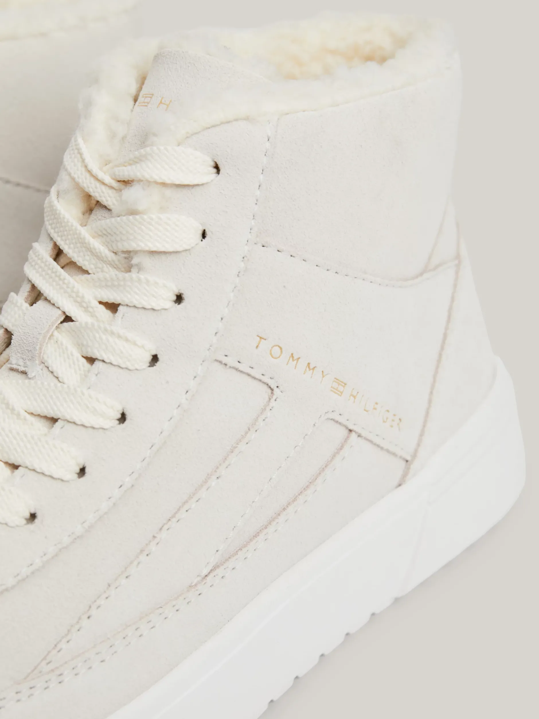 Sneakersy*Tommy Hilfiger Zamszowe Buty Sportowe Za Kostkę ANCIENT WHITE