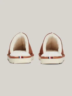 Płaskie Buty*Tommy Hilfiger Zamszowe Kapcie Z Ząbkowaną Podeszwą COGNAC BROWN
