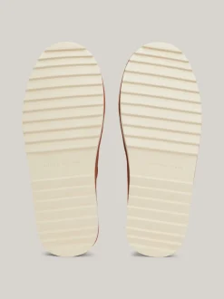 Płaskie Buty*Tommy Hilfiger Zamszowe Kapcie Z Ząbkowaną Podeszwą COGNAC BROWN