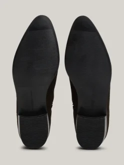 Botki*Tommy Hilfiger Zamszowe Kowbojki Do Kostki Z Monogramem TH DARK COFFEE