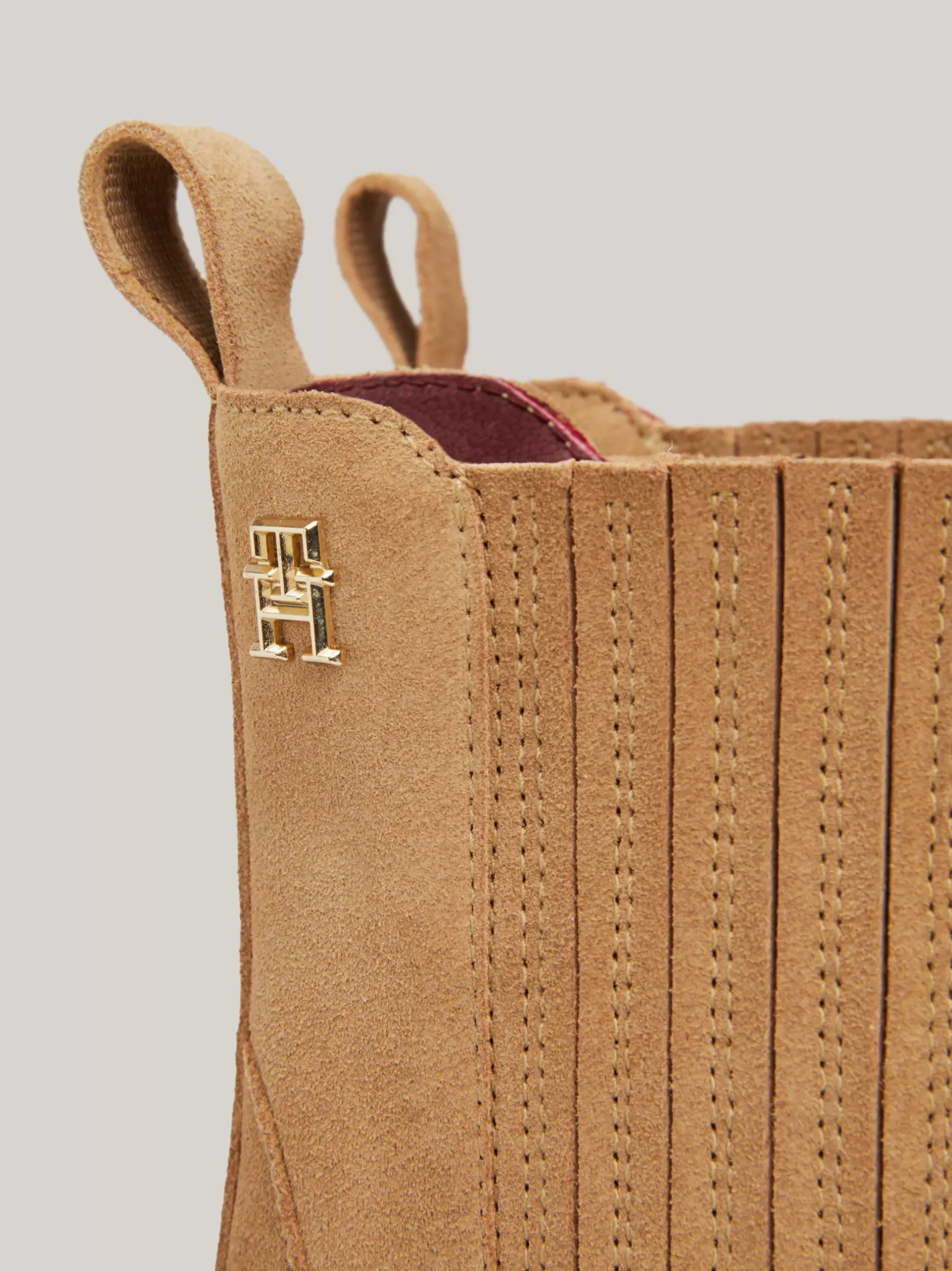 Botki*Tommy Hilfiger Zamszowe Kowbojki Z Monogramem TH CLASSIC KHAKI