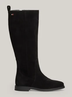 Kozaki|Botki*Tommy Hilfiger Zamszowe Kozaki Z Flagą BLACK