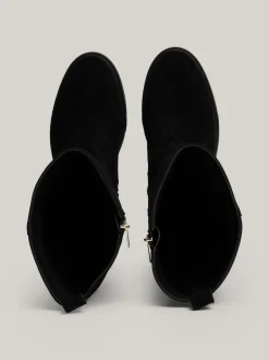 Kozaki|Botki*Tommy Hilfiger Zamszowe Kozaki Z Flagą BLACK