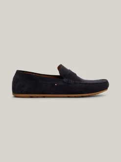Mokasyny & Buty Żeglarskie|Buty Casual*Tommy Hilfiger Zamszowe Mokasyny Typu Driver Z Flagą DESERT SKY