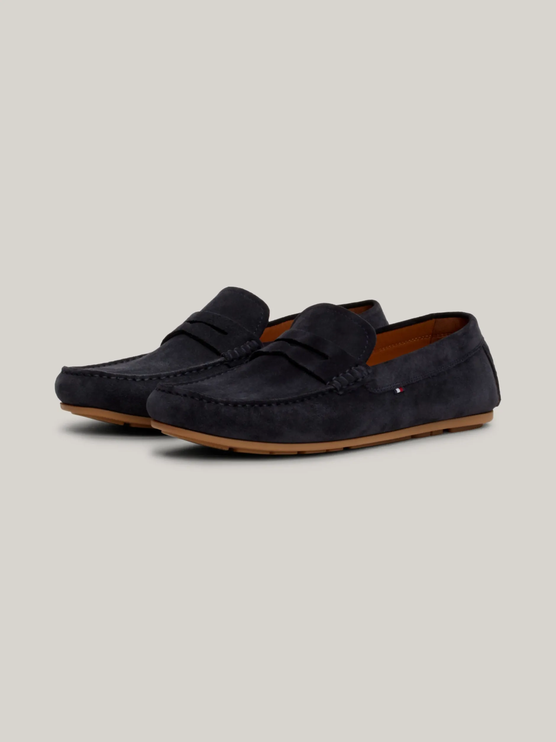 Mokasyny & Buty Żeglarskie|Buty Casual*Tommy Hilfiger Zamszowe Mokasyny Typu Driver Z Flagą DESERT SKY