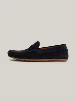 Mokasyny & Buty Żeglarskie|Buty Casual*Tommy Hilfiger Zamszowe Mokasyny Typu Driver Z Flagą DESERT SKY