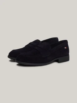 Mokasyny & Loafers|Płaskie Buty*Tommy Hilfiger Zamszowe Mokasyny Z Emaliowaną Flagą SPACE BLUE