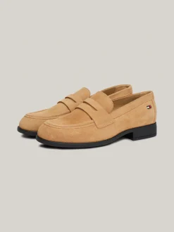 Mokasyny & Loafers|Płaskie Buty*Tommy Hilfiger Zamszowe Mokasyny Z Emaliowaną Flagą CLASSIC KHAKI