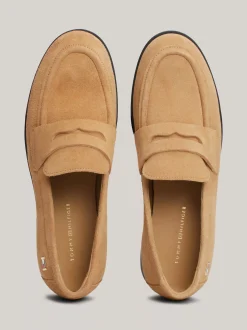 Mokasyny & Loafers|Płaskie Buty*Tommy Hilfiger Zamszowe Mokasyny Z Emaliowaną Flagą CLASSIC KHAKI