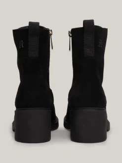 Sznurowane Botki|Botki*Tommy Hilfiger Zamszowe Sznurowane Botki Na Obcasie BLACK