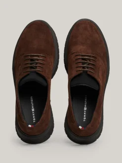Buty Wizytowe*Tommy Hilfiger Zamszowe Sznurowane Buty Typu Derby COCOA