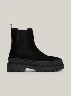 Chelsea Boots|Botki*Tommy Hilfiger Zamszowe Sztyblety Na Podeszwie Z Protektorem BLACK