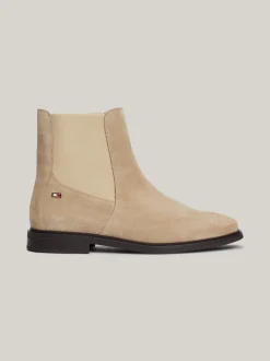 Chelsea Boots|Botki*Tommy Hilfiger Zamszowe Sztyblety Z Emaliowaną Flagą BEIGE