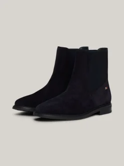 Chelsea Boots|Botki*Tommy Hilfiger Zamszowe Sztyblety Z Emaliowaną Flagą SPACE BLUE