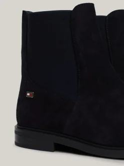 Chelsea Boots|Botki*Tommy Hilfiger Zamszowe Sztyblety Z Emaliowaną Flagą SPACE BLUE