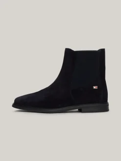 Chelsea Boots|Botki*Tommy Hilfiger Zamszowe Sztyblety Z Emaliowaną Flagą SPACE BLUE