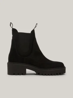 Chelsea Boots|Botki*Tommy Hilfiger Zamszowe Sztyblety Z Grubą Podeszwą BLACK