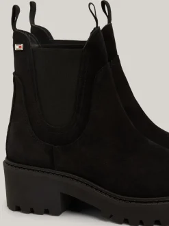 Chelsea Boots|Botki*Tommy Hilfiger Zamszowe Sztyblety Z Grubą Podeszwą BLACK
