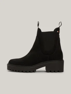 Chelsea Boots|Botki*Tommy Hilfiger Zamszowe Sztyblety Z Grubą Podeszwą BLACK