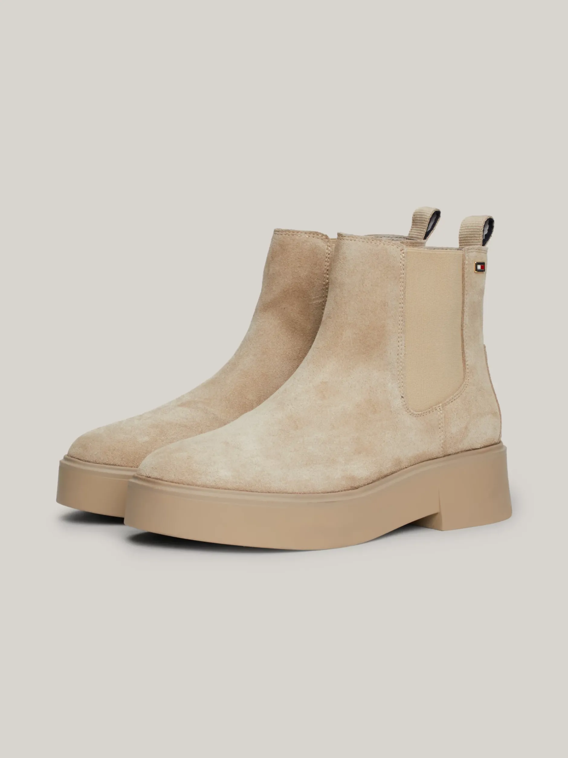 Chelsea Boots|Botki*Tommy Hilfiger Zamszowe Sztyblety Z Grubą Podeszwą BEIGE