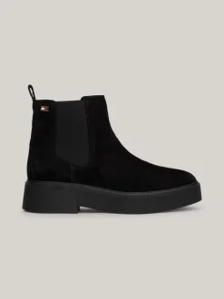 Chelsea Boots|Botki*Tommy Hilfiger Zamszowe Sztyblety Z Grubą Podeszwą BLACK